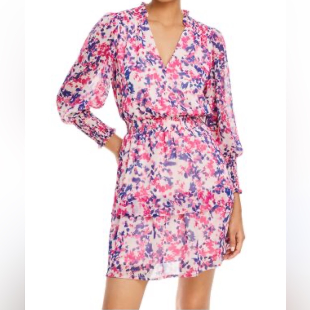 AQUA Women’s Abstract Print V Neck Mini Dress size XSmall